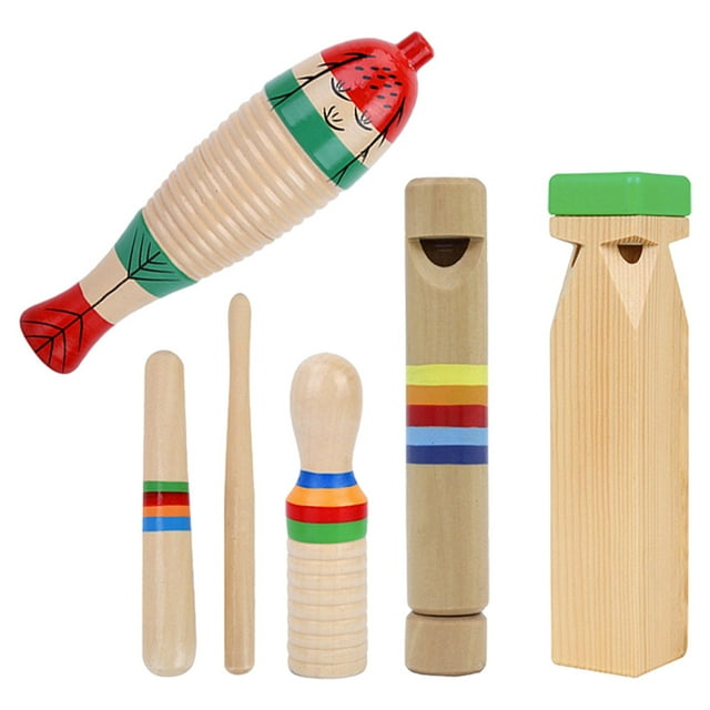 SASABAXI 1Set Wooden Small Percussion Instruments For Toddlers Musical Exploration Playtime Various Shapes