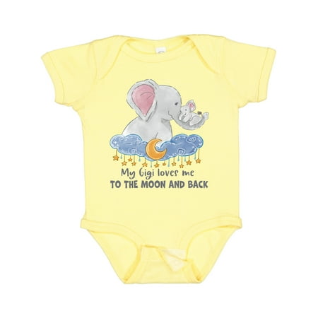 

Inktastic My Gigi Loves Me to the Moon and Back Elephant Family Gift Baby Boy or Baby Girl Bodysuit