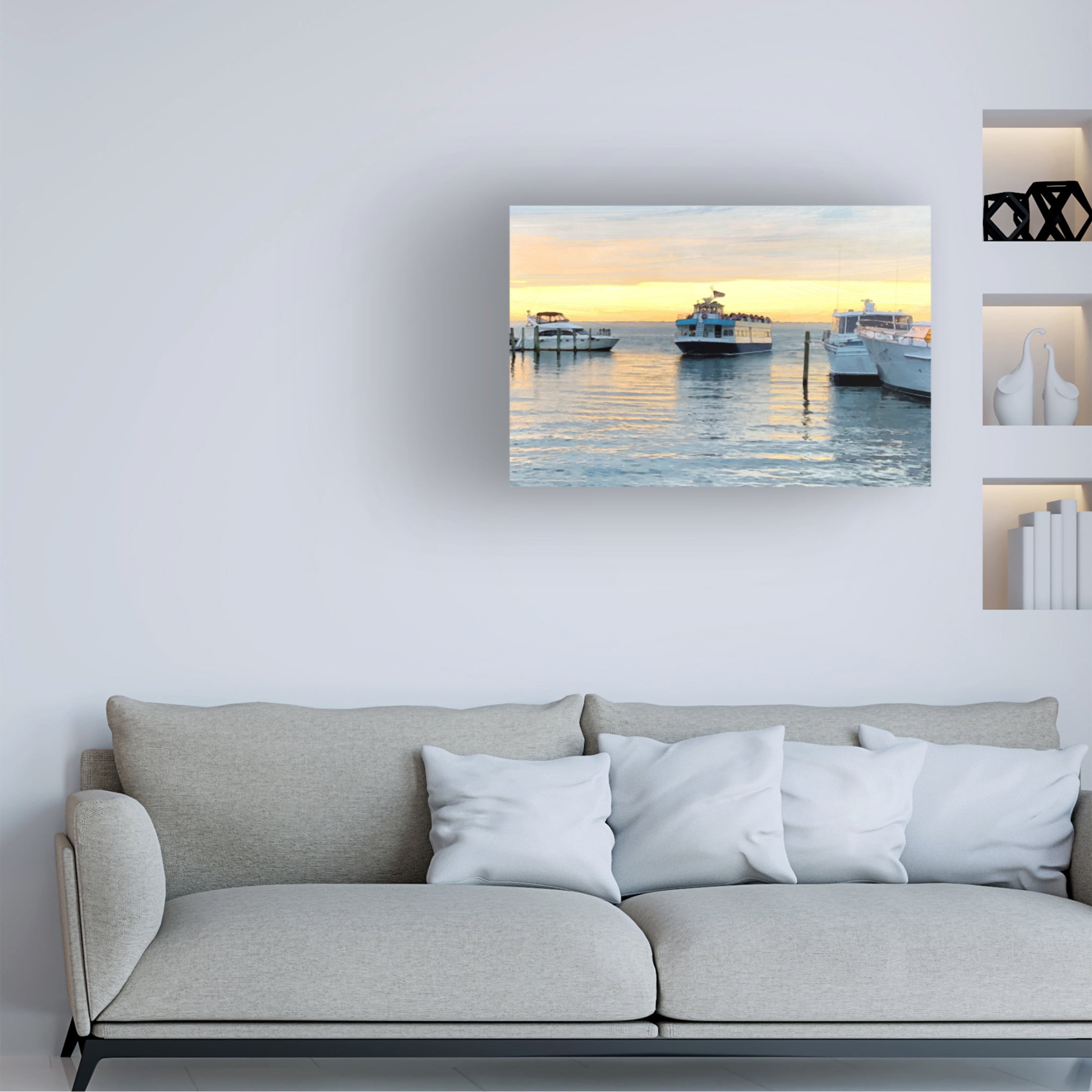 Canvas Wall Art - Jeff Pica 'Pines Harbor Yellow' Wall Art for Living Room, Bedroom, or Office Décor by Trademark Fine Art - 47 x 30 Inches