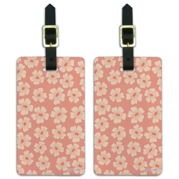 Peachy Flowers Luggage ID Tags Suitcase Carry-On Cards - Set of 2