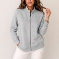 thumbnail image 2 of Dqueduo Women's Casual Zipper Coat Top, Solid Color Long Sleeve Stand Collar Pullover for Daily Wear, Comfortable Polyester Fashion Top, 2 of 9