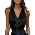 thumbnail image 2 of Dolkfu Womens Tops Summer V Neck Elegant Silky Tank Tops Business Sleeveless Shirts for Ladies L, 2 of 5