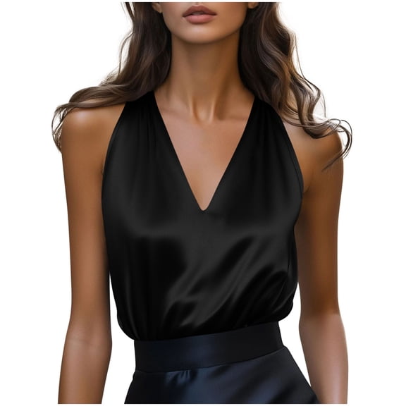 Turilly Women's Elegant Satin Camisole With A Deep V-Necklin And Delicate Spaghetti Straps For Layering Or Evening Wear