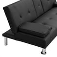 thumbnail image 6 of Aukfa Leather Futon Convertible Sofa Bed with 2 Cupholder&Pillow for Home Office Twin Size, Black, 6 of 9