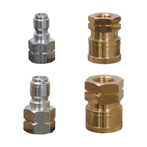 BE Power Equipment Pressure Washer Male 1/4" and 3/8" Quick Connect Fitting 4 Piece Kit