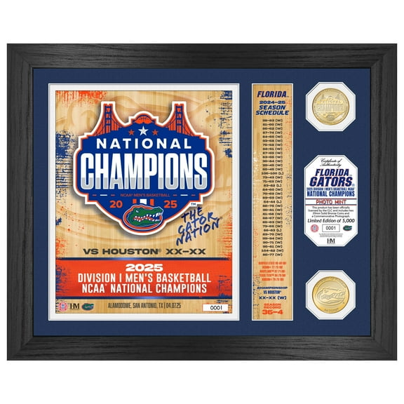 Highland Mint Florida Gators 2025 NCAA Men's Basketball National Champions 13" x 16" Banner Bronze Coin Photo Mint