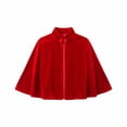 thumbnail image 6 of VBVC Women's Velvet Bowknot Cape Shawl , Ladies' Elegant Mock Neck Evening Wrap Poncho, Short Wedding Guest Cloak Coat For Women, Red , Free Size, 6 of 8