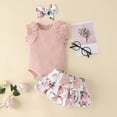thumbnail image 2 of HCNTES Toddler Baby Girl Spring Summer Daily 2PCS OutfitsBreathable Fabric Romper Set with Elastic Bottoms for Kids Girls(L01-Pink,9-12 Months), 2 of 7