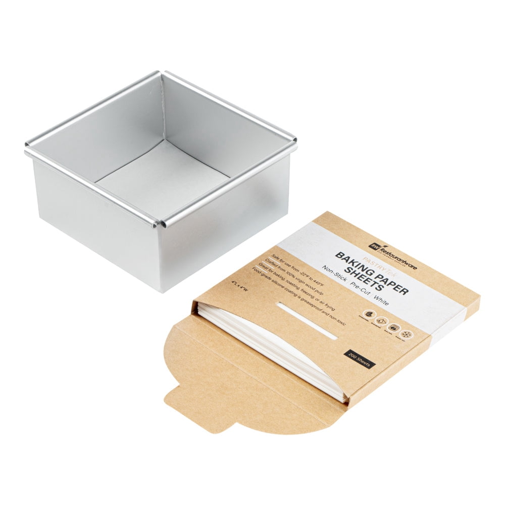 Pastry Tek White Parchment Paper Baking Sheet - Precut, Silicone Coated - 4" x 4" - 1000 count box