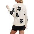 thumbnail image 2 of Vividaire Women's Fall Sweaters Casual Floral Knit Long Sleeve Pullover Tops, 2 of 6