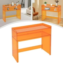 2-Tier Acrylic Entry Table, 39.4×11.8×31.5" Entryway Table w/Open Shelves, Small Storage Rack Console Sofa Tables for Home Entryway Hallway Living Room Foyer Balcony (Orange)