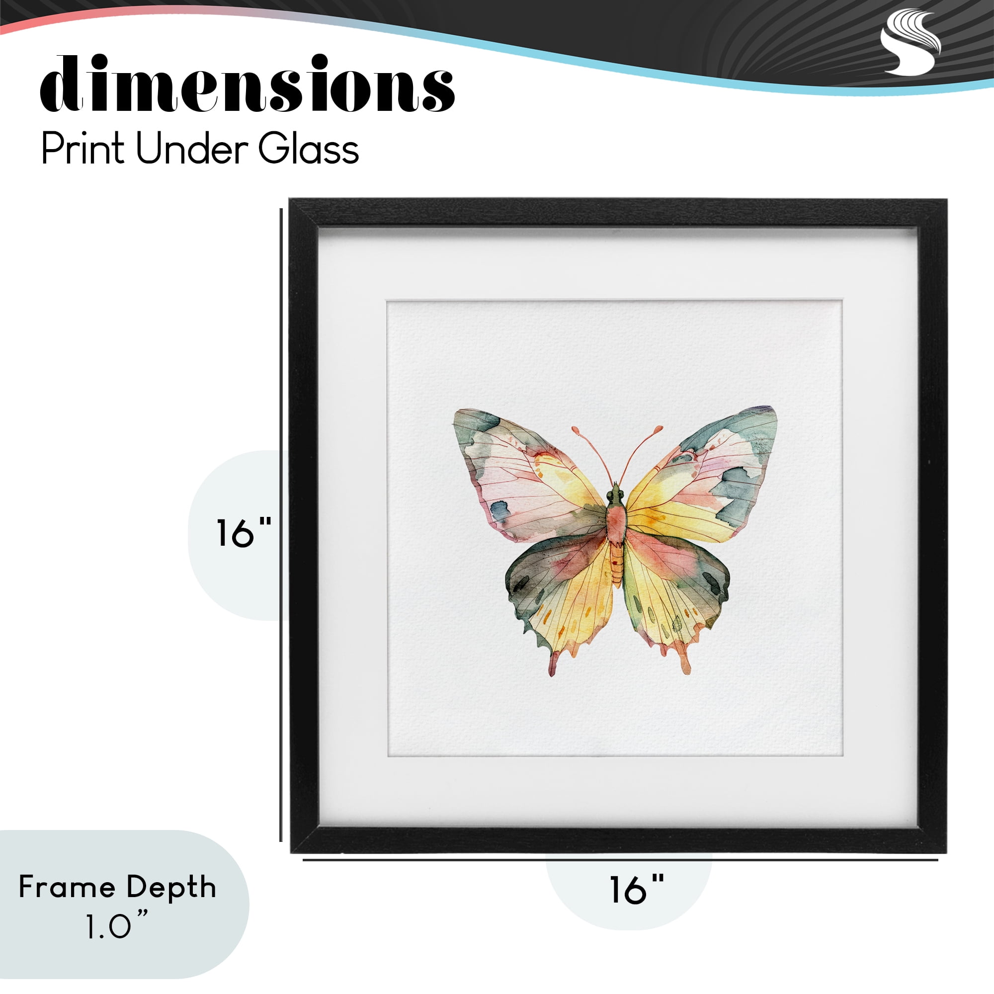 Stupell Industries Watercolor Butterfly Subtlety Black Framed Print Under Glass, design by Kim Allen