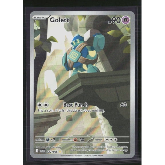 2025 Pokemon Scarlet & Violet Black Bolt Golett Secret Rare Holo #122/86 Trading Card