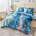 thumbnail image 5 of PERFEMET 6-Piece Teal Bedding Comforter Set Full Size Marble Teal Blue & Gold Modern Bed in a Bag with Comforter Sheets for Women Men, 5 of 9