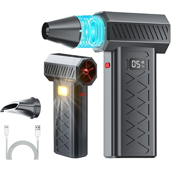 Snow Whiz Led Turbo Blower - Mini Turbo Snow Blower for Car with Hurricane Power 6 Gear Adjustable & LED Illumination Electric Snow Removal Tool for Cars and More (Black)