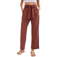 thumbnail image 4 of ABPHQTO Pantalones de pierna ancha con cordón de cintura elástica roja para mujer, 4 of 5