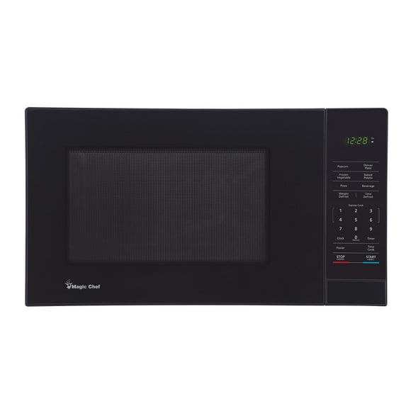 Magic Chef - Horno de microondas compacto para encimera, 1000 vatios, negro, 1.1 Cu. Aparato de cocina digital con un solo toque, cerradura para niños, temporizador, recalentamiento, descongelación y