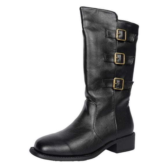 SACFOF Women's Mid-Calf Cowboy Cowgirl Boots, Wide Width Round-Toe Blocked Heel Winter Tall Boots for Party Dress Work