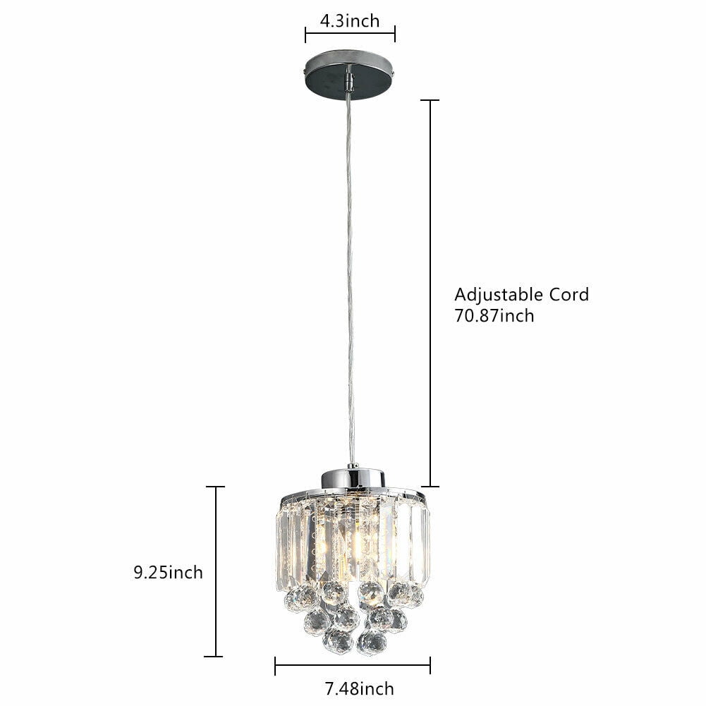 Fichiouy 2pcs LED Crystal Chandelier Pendant Fixture Kitchen Island Light Hanging Lamps E26