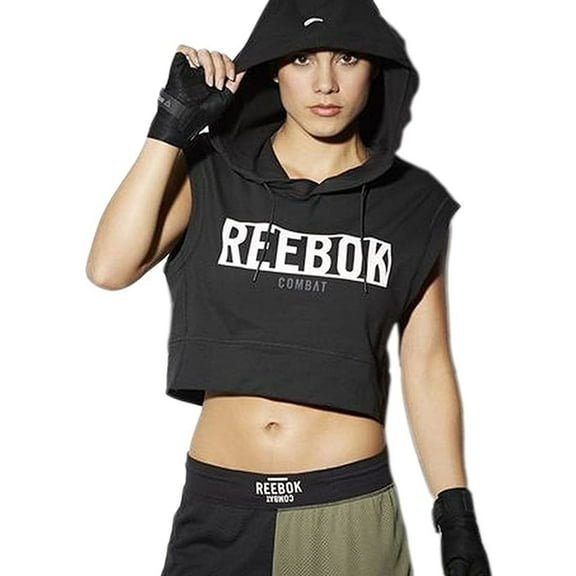 Reebok Womens Train Like A Fighter Hoodie Sweatshirt, Black, Small