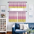thumbnail image 2 of Colorful Stripe Kitchen Curtains Sets for Windows 24 Inch Length, Modern Pink Purple Yellow Vertical Striped Rod Pocket Window Treatments Tier Curtains and Valances Set for Bedroom/Bathroom, 2 of 8