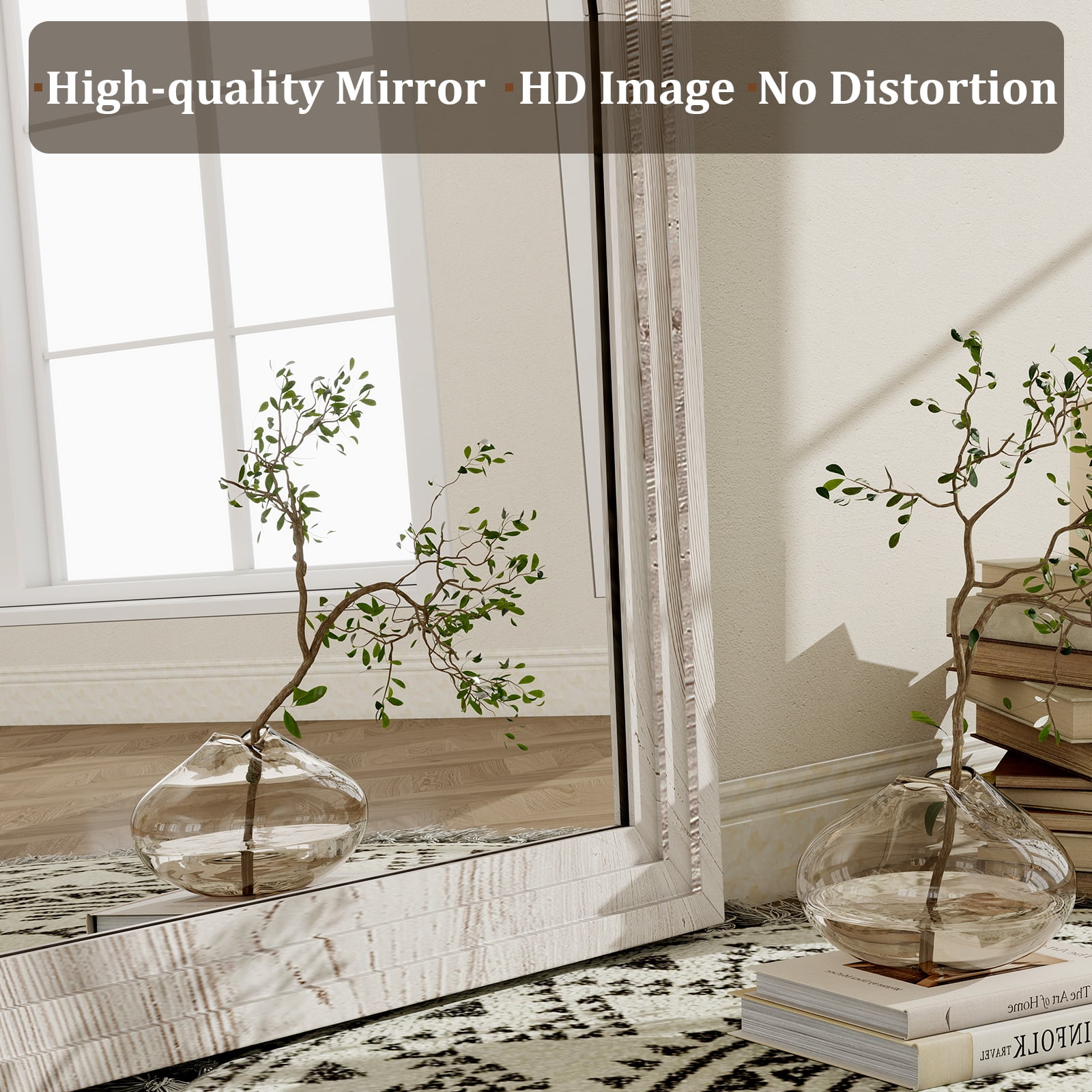 BEAUTYPEAK 30"x40"Arched Bathroom Mirror Wooden Framed Wall Mirror，White