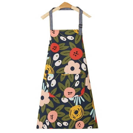 

BYDOT Cartoon Pattern Cotton Apron with Large Front Pocket No Sleeve Hanging Neck for Men Women Unisex Adjustable Kitchen Cooking Aprons