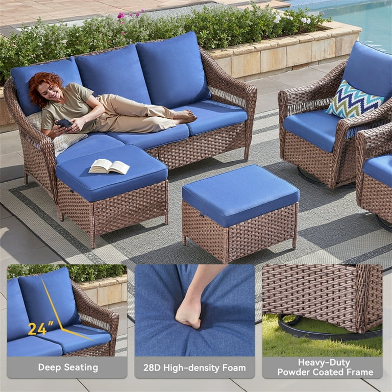 Belord 5-Piece Rattan Patio Furniture Set with Swivel Belord 5-Piece Rattan Patio Furniture Set with Swivel