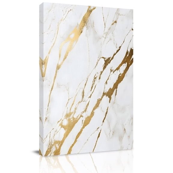 Canvas Wall Art, White Gold Modern Framed Canvas Prints for Living Room Bedroom, Abstract Vintage Marble Geometric Extra Large Gallery Wrapped Wall Decor for Home Office, Gifts, 24"x36" Ship Next Day