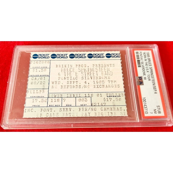 Bruce Springsteen Born in USA 1985 concert Pontiac Silverdome ticket stub PSA graded 7