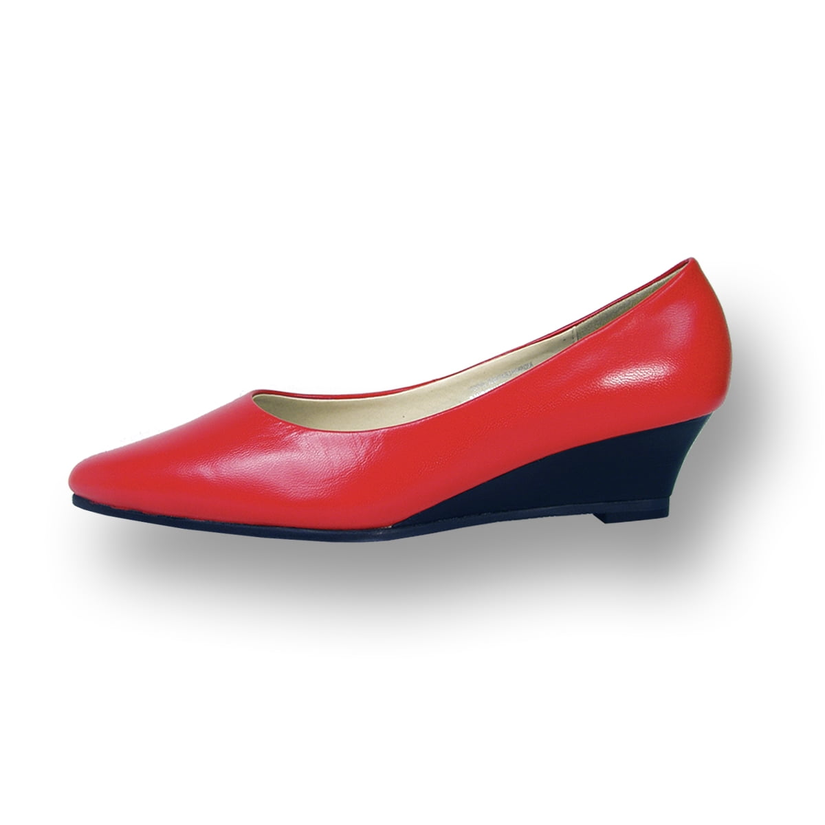 PEERAGE Gloria Women Wide Width Leather Wedge Pump RED 8