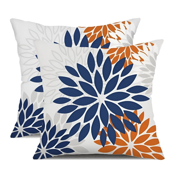 LAMIRO Wine Red Pink Flower Pillow Covers 20x20" Set of 2 Outdoor Throw Pillows Outdoor Waterproof Decor for Living Room Sofa Patio Furniture Garden Floral Linen Cushion Case