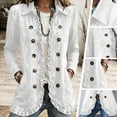thumbnail image 5 of cocolona Jean Jacket for Women Solid Color Ruffle Open Front Denim Jacket Casual Button Down Trendy Outfits, 5 of 7