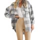 thumbnail image 4 of Winter Wool Coat Casual Plaid Flannel Shacket Jacket Oversized Button Down Long Sleeve Fall Shirt Jacket Coat Tops Jacket Women, 4 of 5