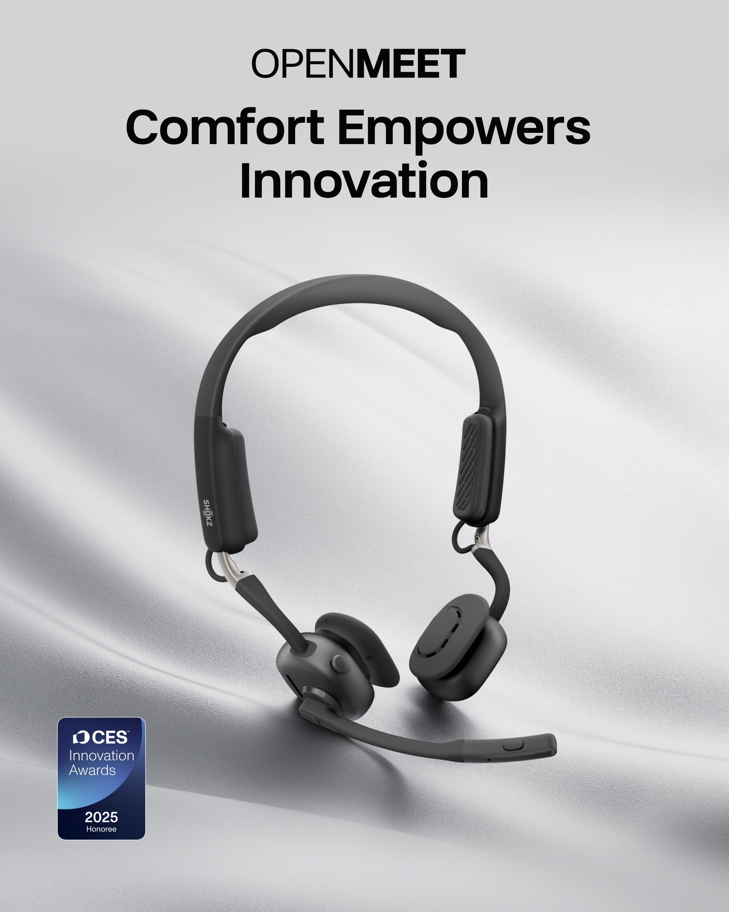 New Shokz OpenMeet - Open-Ear Bluetooth Computer Headset - Noise Cancelling Mic + Mute Butto - Wireless Work Headphones