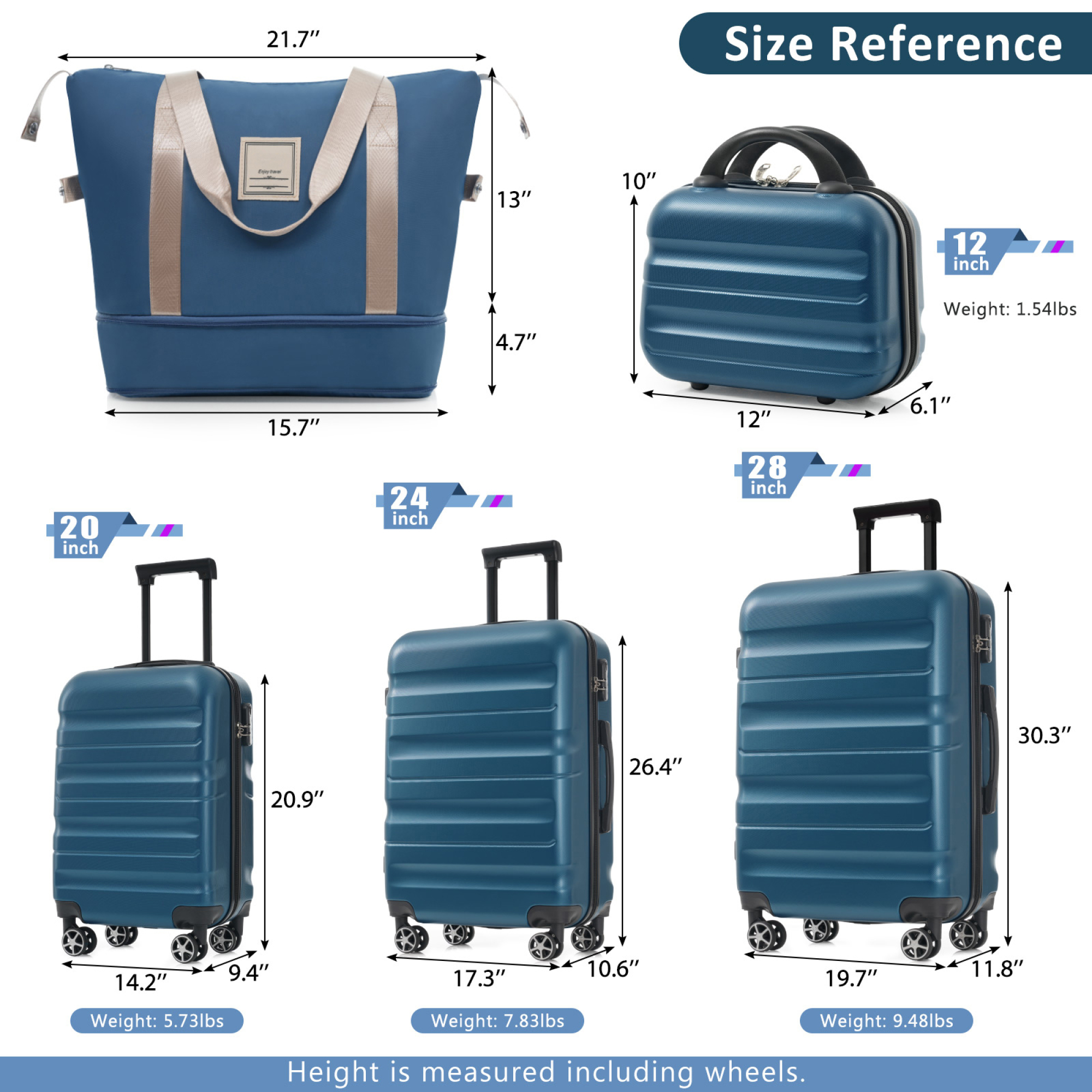 Hardshell ABS Luggage Set - Carry-On Suitcases with Dual Spinner Wheels,Check-In Sizes for Travel & Business