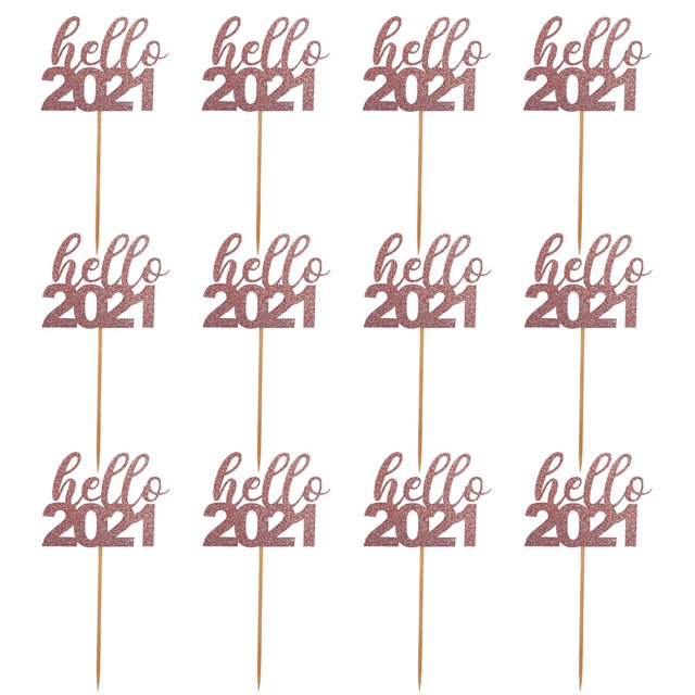 Wosthever 12 piezas Hello 2021 Cake Topper cumpleaños pastel postre DIY fiesta decoración para niños mujeres hombres, rosa dorado Type3 NO3 Wosthever HA002671-02