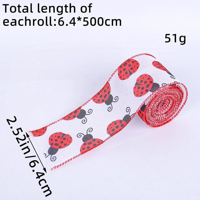Red Polka Ribbon Gift Tape, 197inch Spring Summer Ladybugs, Durable Adhesive, Easy Application, for Events, Crafts, Decor, Gift Wrap, Party Supplies, Self-Adhesive Strips, Decorative Tapes, Hzhnb
