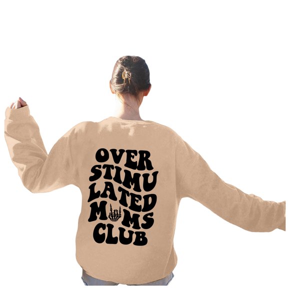 Overstimulated Moms Club Sweatshirt For Women Cool Skeleton Graphic Mama Sweatshirts Funny Hoodie Pullover Jacket Women Set Dressy Christmas Sweatshirts Active Women Ladies Hooded Sweaters Hoodies
