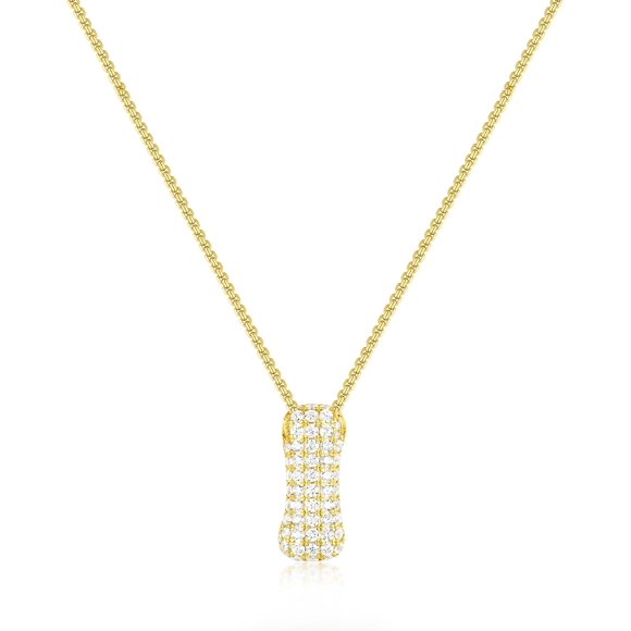 KissYan Bubble Letter Necklace, 14K Gold Plated Balloon Puffy Initial Pendant Box Chain Necklace Dainty CZ Jewelry Gift for Women