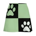 thumbnail image 6 of Paw Prints on Checkered Background Women's High Waist Skirt Stretchy Casual Mini Skirt, 6 of 8