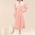 thumbnail image 2 of Plus Size Robes for Women Fleece House Coat Oversized Kimono Women's Sleepwear Spa Womens Bathrobe Pink, 2 of 9