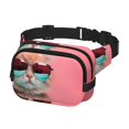 thumbnail image 2 of Fotbe Cool Cat Pink Sunglasses Cangurera Cuadrada con Estampado de Doble Capa, Bolsa de Cintura Ajustable Mini para Hombres y Mujeres, 2 of 9