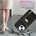thumbnail image 7 of Crossbody Strap for iPhone 14 Wallet Case with Card Holder, Flip PU Leather for iPhone 14 Case Stand Zipper Pocket Protective Phone Case for Women Girls - Black, 7 of 7