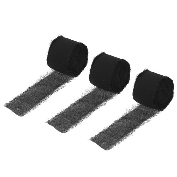 Chiffon Ribbon 1.5" x 8 Yard, Ribbon Black Chiffon, Silk Ribbon for Wedding, Flower Arrangement Decor 3pcs