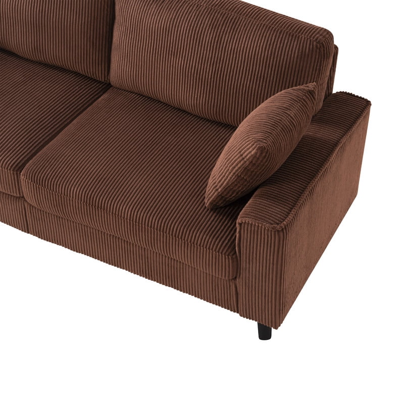 Howcool 81.8"W Corduroy Loveseat Sofa,Mid-Century Modern 2-Seater Sofa Couch, Heavy-Duty Iron & Wood Frame, Soft Upholstered Loveseat for Living Room/Bedroom