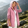 thumbnail image 3 of Womens Rain Jacket with Hood Lightweight Waterproof Windproof Breathable Full Zip Packable Outerwear Casual Hiking Travel Coat, 3 of 9
