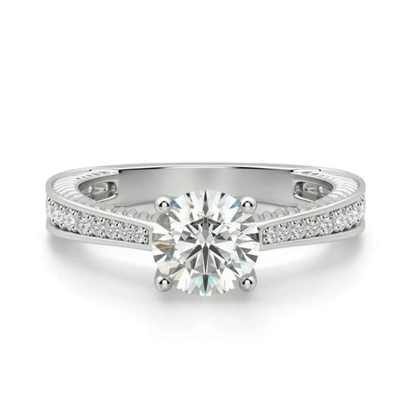 Certified 1 Carat Round Cut Solitaire Diamond Engagement Ring in 10K White Gold | Anniversary Wedding Gift