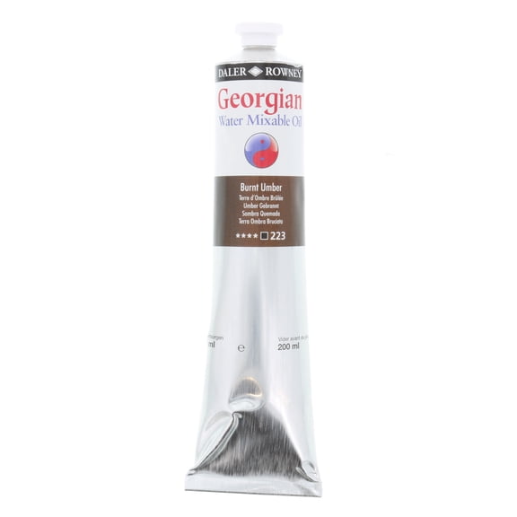 Daler-Rowney Georgian Water Mixable Oil, 200ml Tube, Burnt Umber