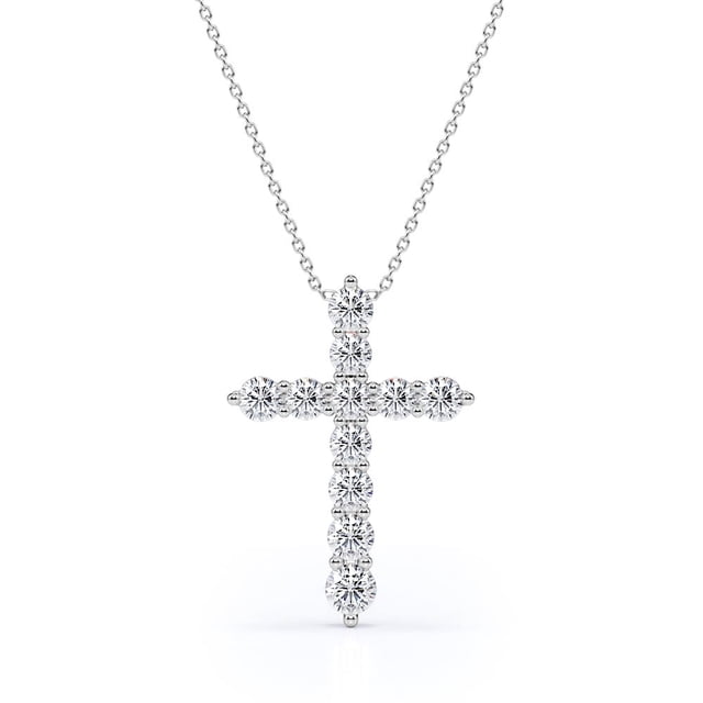 Collar con colgante de cruz JeenMata de moissanita de 0,10 TCW En baño de oro blanco de 18 K sobre plata